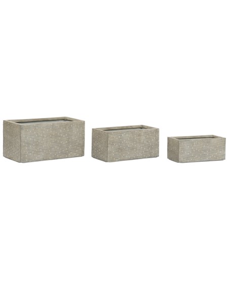 Jardinière Home ESPRIT Beige Fibre de Verre Magnésium 74,5 x 37,5 x 37,5 cm