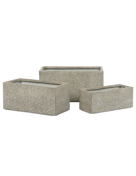 Jardinière Home ESPRIT Beige Fibre de Verre Magnésium 74,5 x 37,5 x 37,5 cm