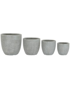Set de pots de fleurs Home ESPRIT Gris clair Fibre de Verre Magnésium 44 x 44,5 x 43 cm (4 Unités)