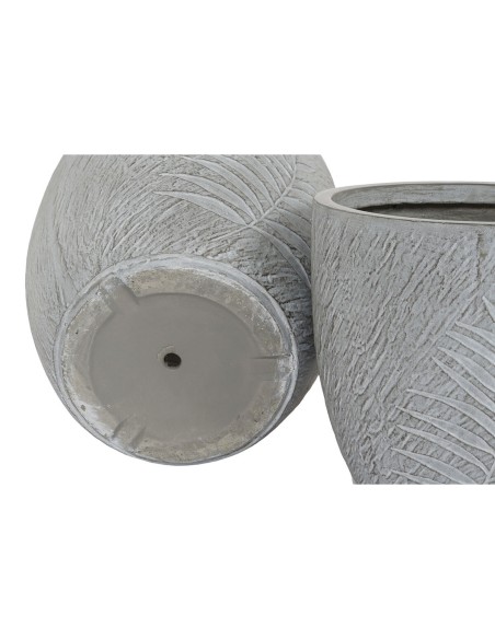 Set de pots de fleurs Home ESPRIT Gris clair Fibre de Verre Magnésium 44 x 44,5 x 43 cm (4 Unités)