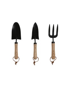 Kit d'outils de jardin Home ESPRIT 3 Pièces Marron Noir Acier