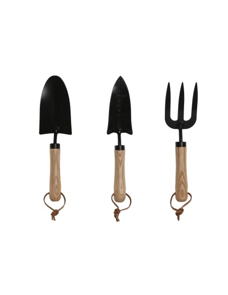 Kit d'outils de jardin Home ESPRIT 3 Pièces Marron Noir Acier