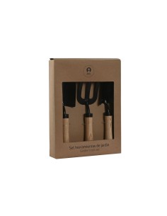 Kit d'outils de jardin Home ESPRIT 3 Pièces Marron Noir Acier 2