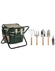 Kit d'outils de jardin Home ESPRIT Noir Vert Argenté Naturel Polyester Aluminium 7 Pièces