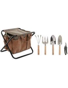 Kit d'outils de jardin Home ESPRIT Marron Polyester Aluminium 7 Pièces