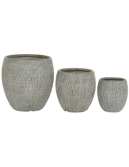 Set de pots de fleurs Home ESPRIT Gris Fibre de Verre Magnésium 55 x 55 x 55,5 cm (3 Unités)