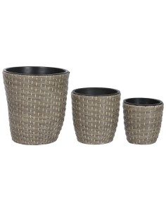 Set de pots de fleurs Home ESPRIT polypropylène Rotin 40 x 40 x 45 cm