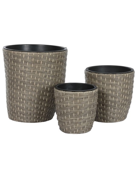 Set de pots de fleurs Home ESPRIT polypropylène Rotin 40 x 40 x 45 cm