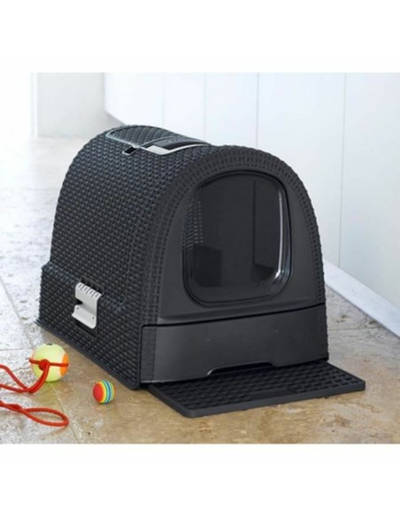 Bac à litière pour chats Curver Anthracite 51 x 38,5 x 39,5 cm Plastique (Plastique)
