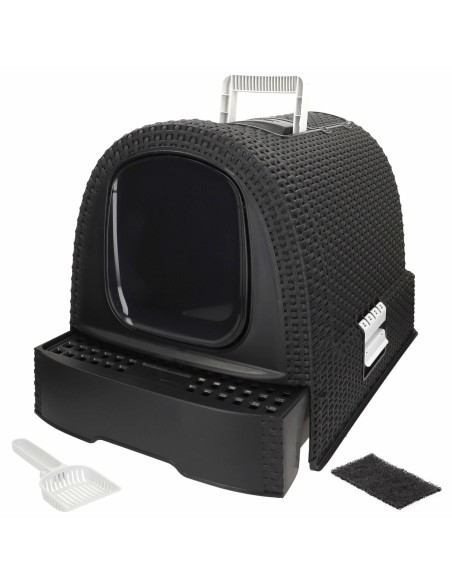 Bac à litière pour chats Curver Anthracite 51 x 38,5 x 39,5 cm Plastique (Plastique)