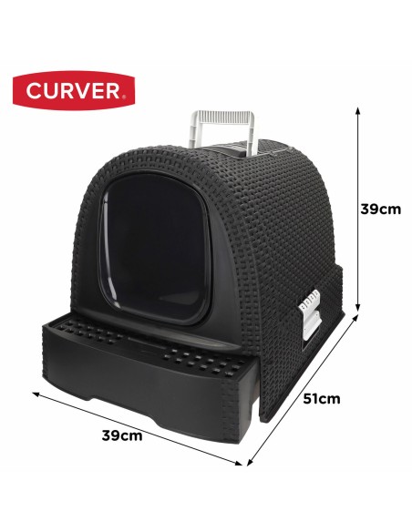 Bac à litière pour chats Curver Anthracite 51 x 38,5 x 39,5 cm Plastique (Plastique)