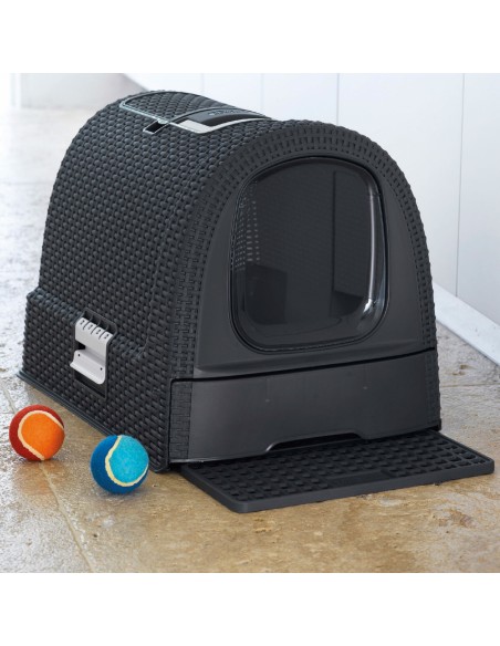 Bac à litière pour chats Curver Anthracite 51 x 38,5 x 39,5 cm Plastique (Plastique)