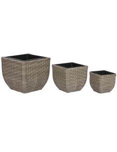 Set de pots de fleurs Home ESPRIT polypropylène Rotin 40 x 40 x 36 cm