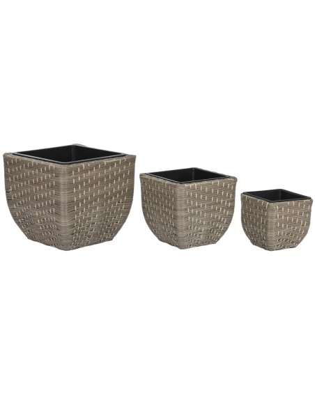 Set de pots de fleurs Home ESPRIT polypropylène Rotin 40 x 40 x 36 cm