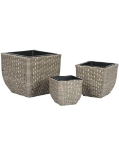 Set de pots de fleurs Home ESPRIT polypropylène Rotin 40 x 40 x 36 cm 2