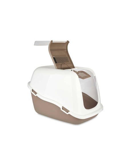 Bac à litière pour chats Blanc Beige Plastique 39,7 x 57 x 39 cm (6 Unités)
