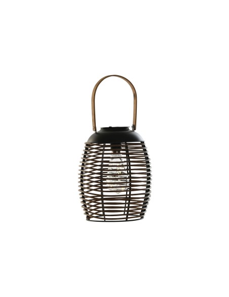 Lampe solaire DKD Home Decor Marron Noir Bambou Rotin 22 x 22 x 39 cm