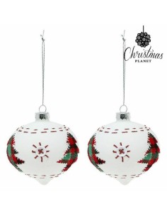 Boules de Noël 8 cm (2 uds) Verre Blanc