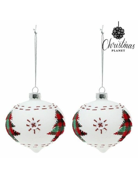 Boules de Noël 8 cm (2 uds) Verre Blanc
