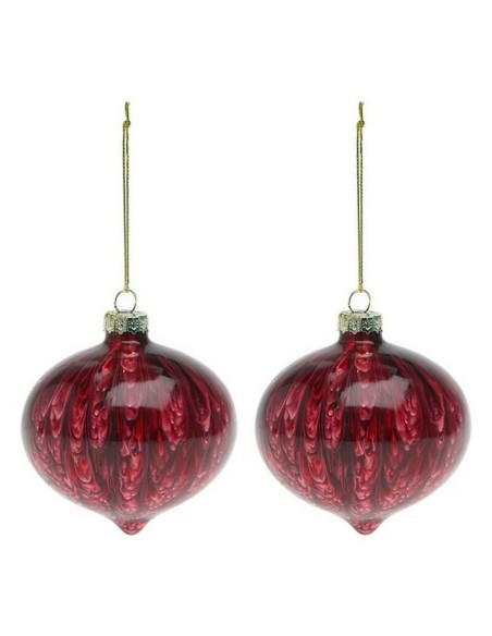 Boules de Noël (2 pcs) 112490 Marron Rouge 8 cm (2 Unités)