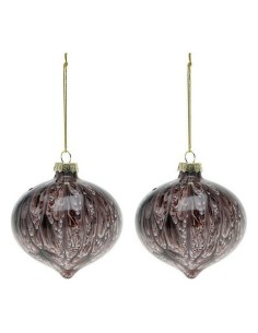 Boules de Noël (2 pcs) 112490 Marron Rouge 8 cm (2 Unités) 2