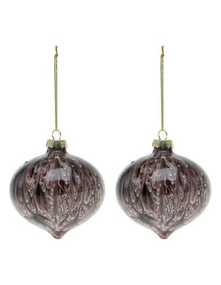 Boules de Noël (2 pcs) 112490 Marron Rouge 8 cm (2 Unités)