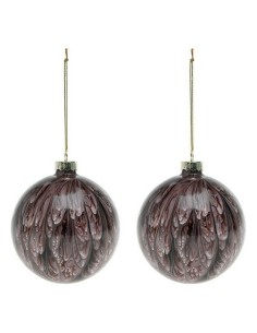 Boules de Noël (2 pcs) 113572 Marron Rouge 8 cm (2 Unités) 2