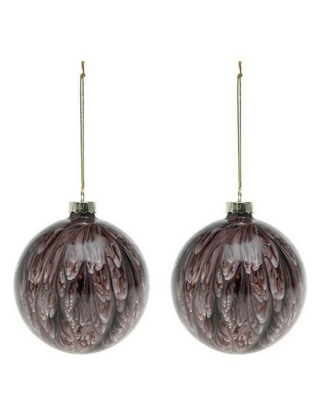 Boules de Noël (2 pcs) 113572 Marron Rouge 8 cm (2 Unités)