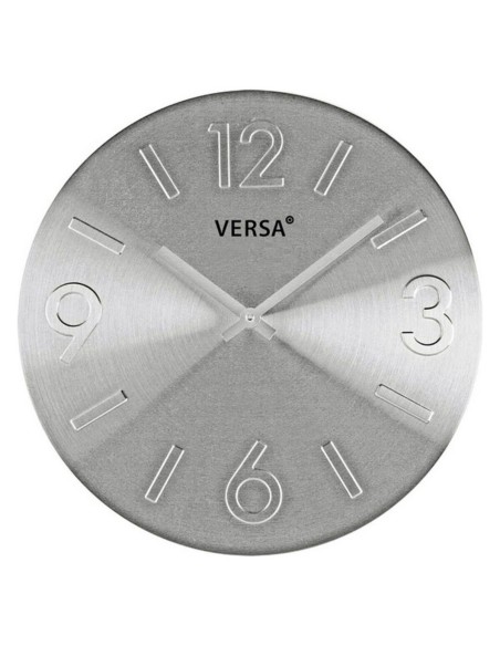 Horloge Murale Versa Argenté Métal Aluminium 4 x 35,5 x 35,5 cm