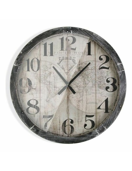 Horloge Murale Versa Map World Bois MDF (6,5 x 76,5 x 76,5 cm)
