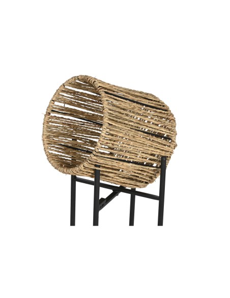 Set de pots de fleurs Home ESPRIT Noir Métal Fibre 23 x 23 x 76,5 cm