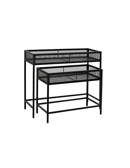 Set de pots de fleurs Home ESPRIT Noir Métal 70 x 25 x 60 cm