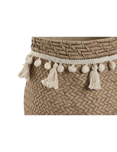 Set de pots de fleurs Home ESPRIT Marron Clair Ciment Tropical 30 x 29 x 25 cm