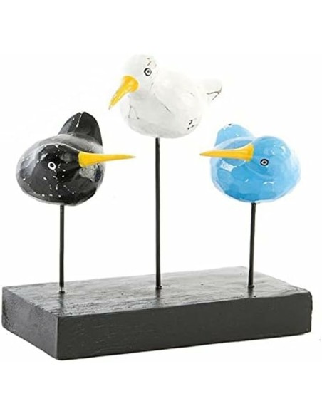 Figurine Décorative DKD Home Decor Bois Métal Oiseaux Kiwi méditerranéen