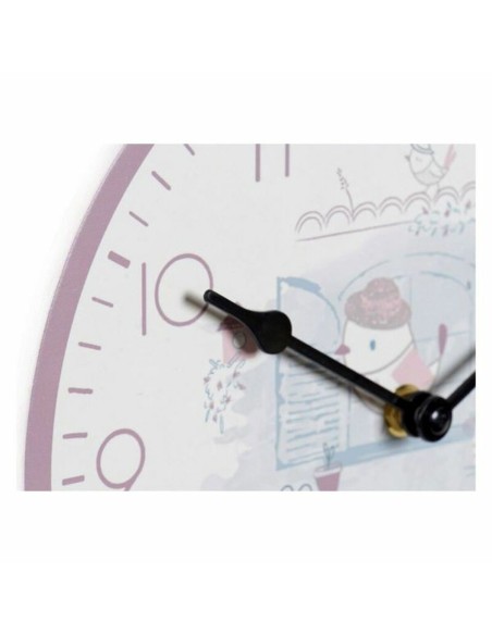 Horloge Murale DKD Home Decor Bleu Rose Bois Métal Plastique Bois MDF Enfant Oiseau 24 x 3 x 24 cm (2 Unités)