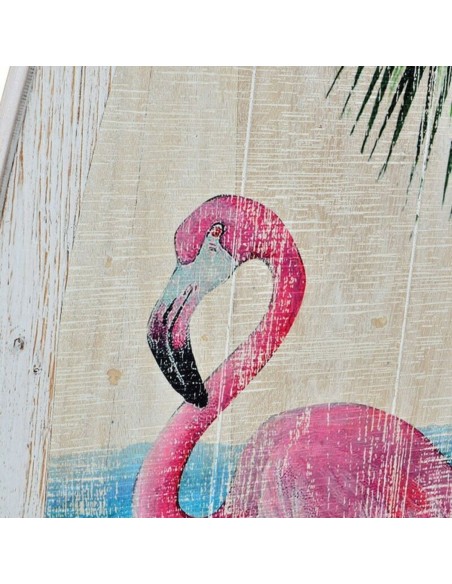 Décoration murale DKD Home Decor Bois Flamant rose Tropical