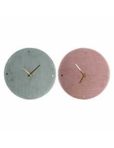 Horloge Murale DKD Home Decor Vert Rose 40,5 x 5,5 x 40,5 cm (2 Unités)