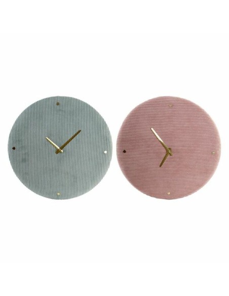 Horloge Murale DKD Home Decor Vert Rose 40,5 x 5,5 x 40,5 cm (2 Unités)
