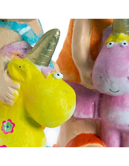Figurine Décorative DKD Home Decor Fibre de Verre Bleu Rose Licorne Enfants 23 x 19 x 40 cm méditerranéen