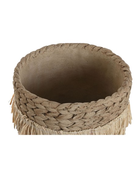 Set de pots de fleurs Home ESPRIT Marron Raphia Ciment Tropical 23 x 22 x 25 cm