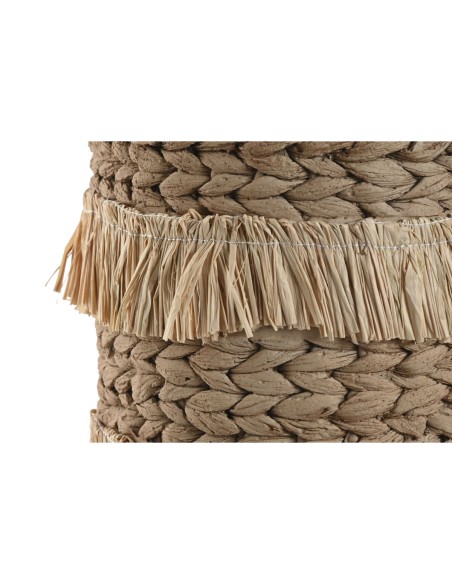Set de pots de fleurs Home ESPRIT Marron Raphia Ciment Tropical 23 x 22 x 25 cm