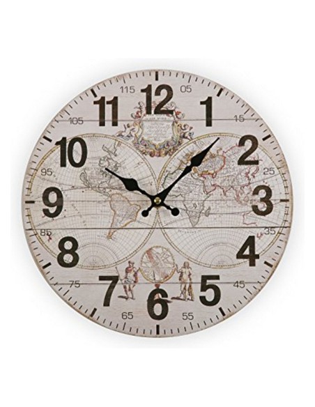 Horloge Murale Versa World Bois (28 x 28 x 9 cm)
