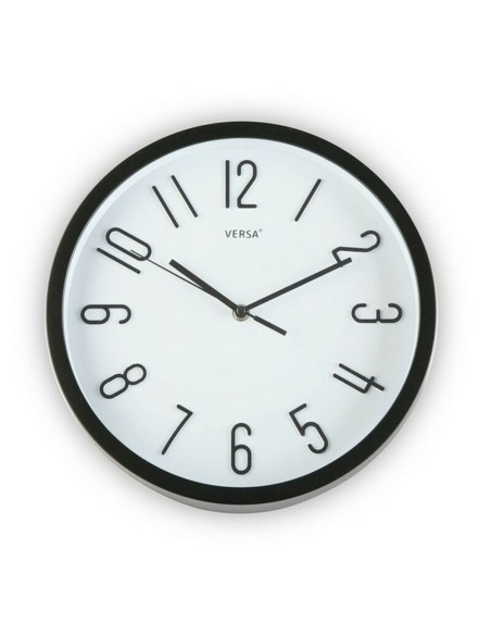Horloge Murale Versa Noir Plastique Fusion 4,6 x 30 x 30 cm (Ø 30 cm)