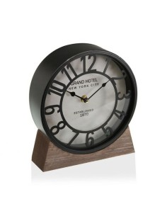 Horloge de table Versa Noir Bois MDF (20 x 20 x 6 cm) (Ø 20 cm)