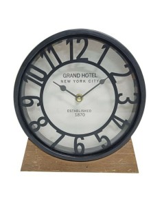 Horloge de table Versa Noir Bois MDF (20 x 20 x 6 cm) (Ø 20 cm) 2