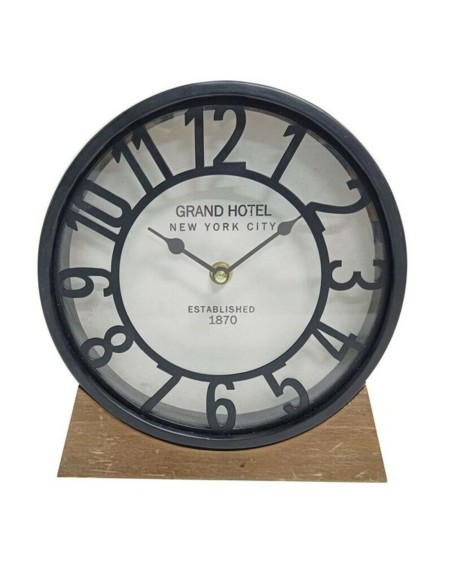 Horloge de table Versa Noir Bois MDF (20 x 20 x 6 cm) (Ø 20 cm)