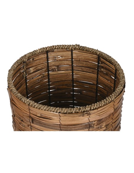 Set de pots de fleurs Home ESPRIT Marron Métal Rotin Tropical 31 x 31 x 27 cm