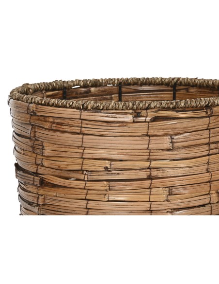 Set de pots de fleurs Home ESPRIT Marron Métal Rotin Tropical 31 x 31 x 27 cm