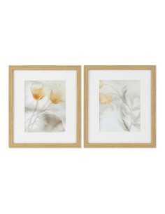 Cadre DKD Home Decor Drawed Leaf 33 x 3 x 38 cm Traditionnel Feuille d'une plante (2 Unités)