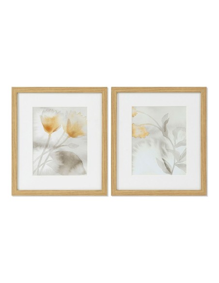 Cadre DKD Home Decor Drawed Leaf 33 x 3 x 38 cm Traditionnel Feuille d'une plante (2 Unités)